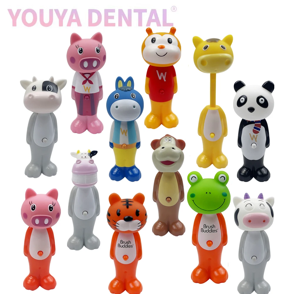 Cute Cartoon Animal Retractable Handle Toothbrush Baby Kids Clean Toothbrush Dental Oral Care Brush Tool Training Toothbrushes