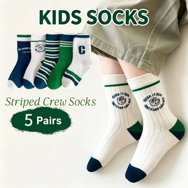 5 Pairs Children's Socks Spring Autumn Socks Kids Boys Cotton Socks Baby Cartoon Pattern Medium Sock