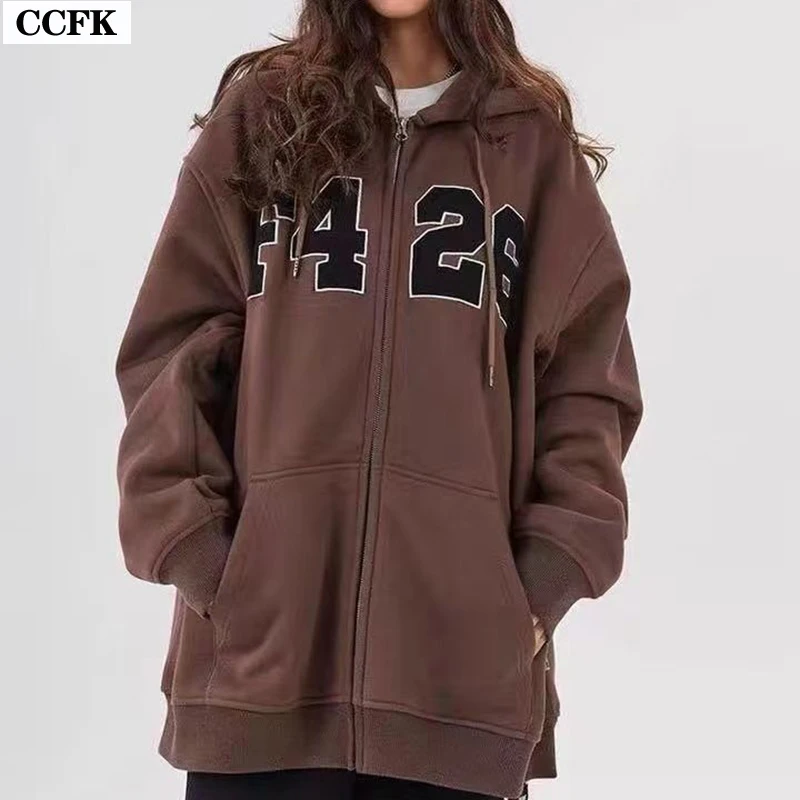 Emo Women Hoodies Harajuku Y2k Egirl Retro Streetwear Letter Print Casual Sweatshirts Grunge Clothes Female Zip Up Top Jackets