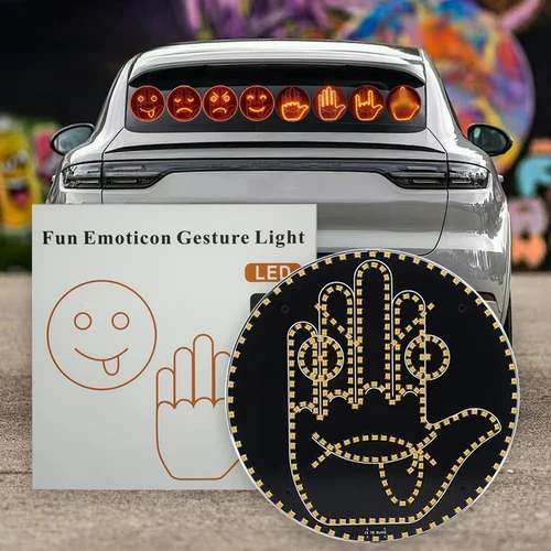 Imagen 1 del producto Luz LED divertida de expresión Facial para coche con Control remoto, ventana trasera, lámpara de recordatorio de advertencia multifunción, accesorios exteriores