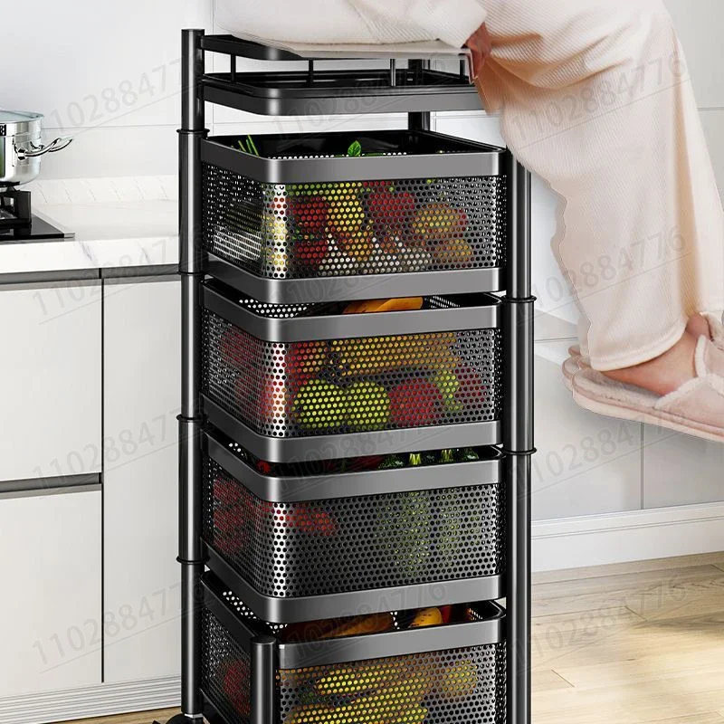 Square Kitchen Floor Rack Multi-Tier Multifunctional Removable Storage Rack Household Installation-free Storage Rack