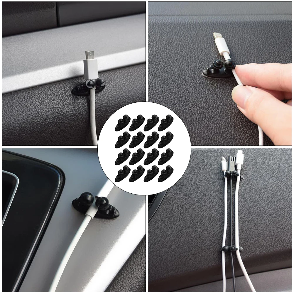 

16pcs Cable Organizersstrong Adhesive Fast Install Durable Material Multipurpose Wire Clip Storage Fixator For Headphone Data