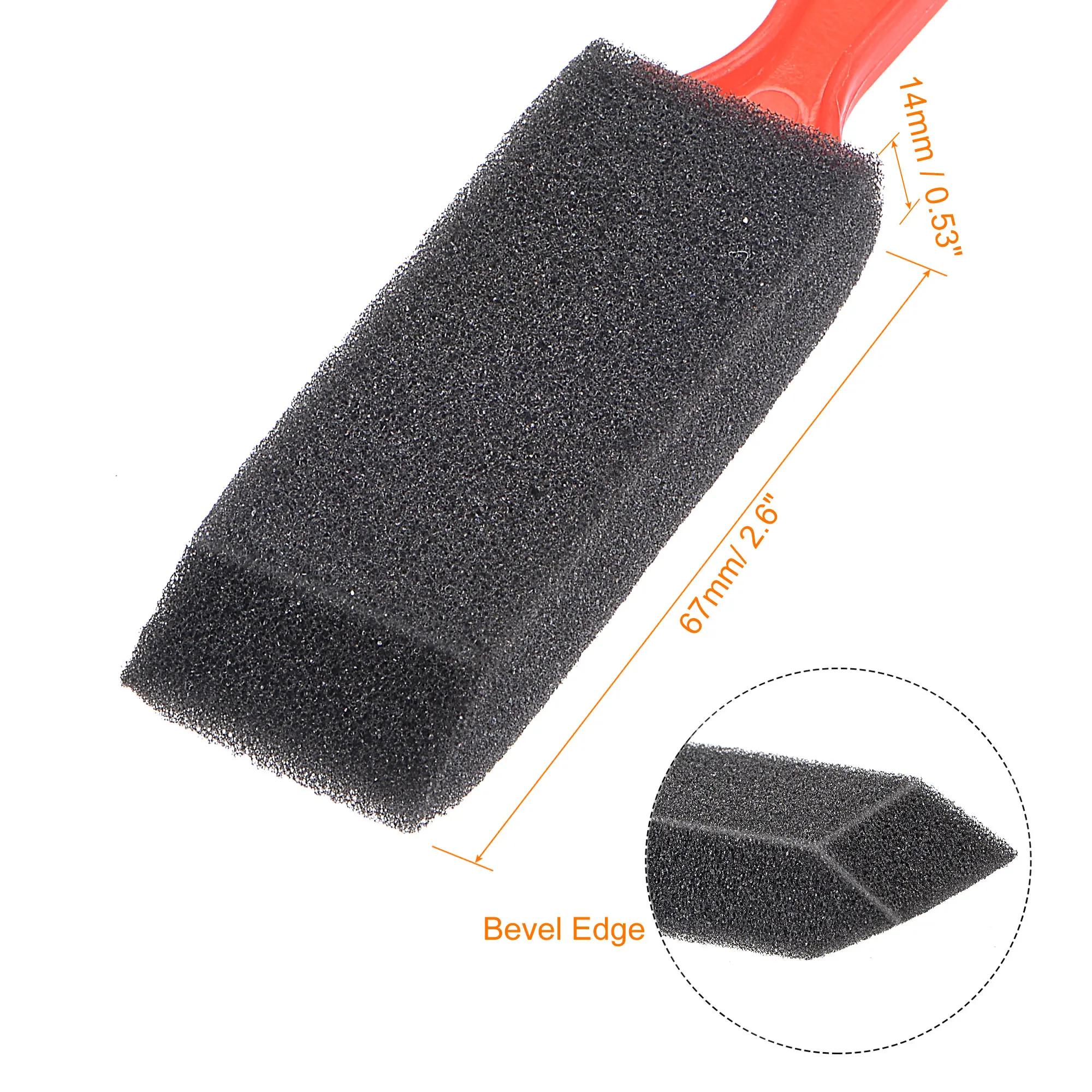 Pennelli per vernice in schiuma uxcell da 1 pollice bordo smussato con manico in plastica pennelli in spugna per pittura, vernici, poliuretano 2 pezzi