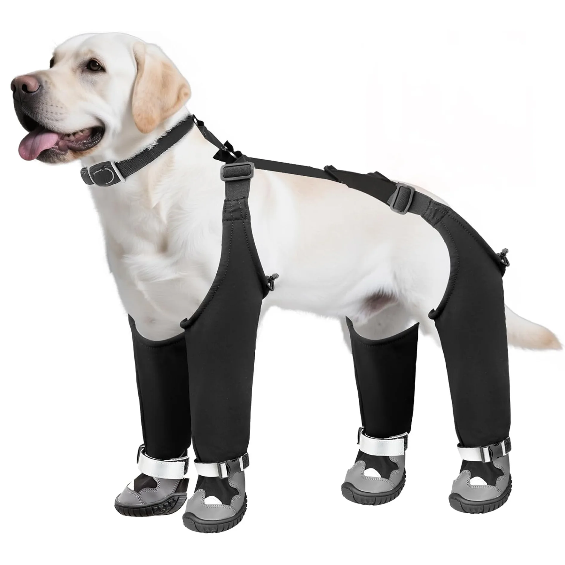 Strap pet dog dog shoes autumn and winter velvet boots warm non-slip hard sole large and medium dog shoes waterproof