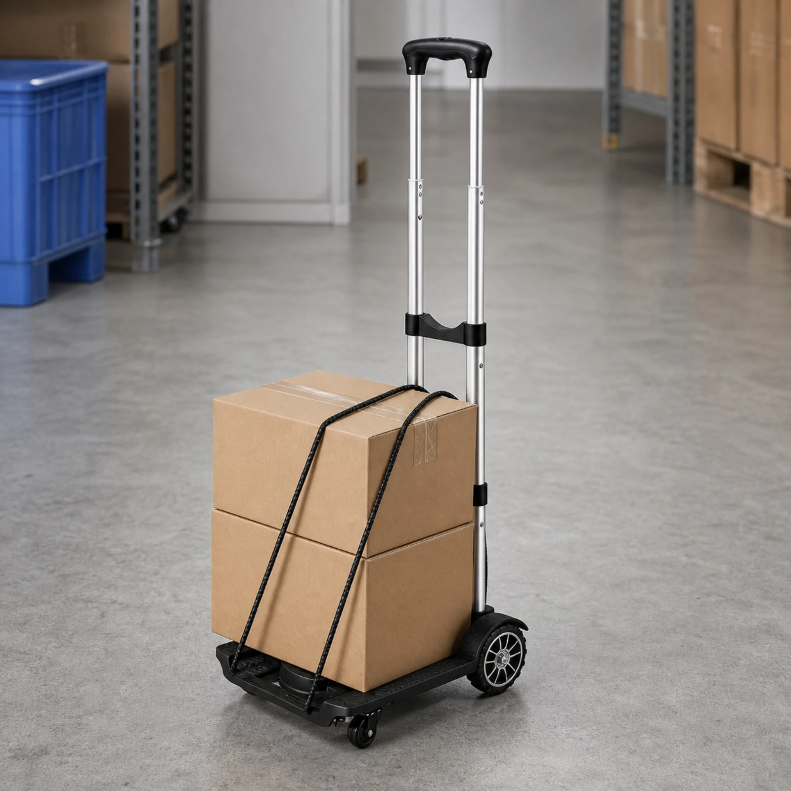 Folding Dolly 40 Kg Capacity Trolley with Telescoping Handle Platform Cart with Swivel Casters Lightweight for Moving Groceries