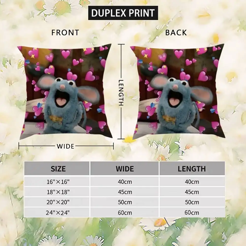 الأزرق ماوس Tutter كيس وسادة الوجهين الطباعة غطاء الوسادة 45x45 الوسائد الزخرفية أريكة ديكور المنزل المخدة الناعمة