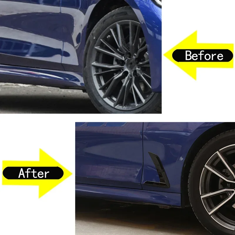 

For BMW 3 Series G20 G28 325 320 330i 2020-2023 ABS Black Car Side Wing Fender Air Guide Vents Frame Trim Sticker Accessories