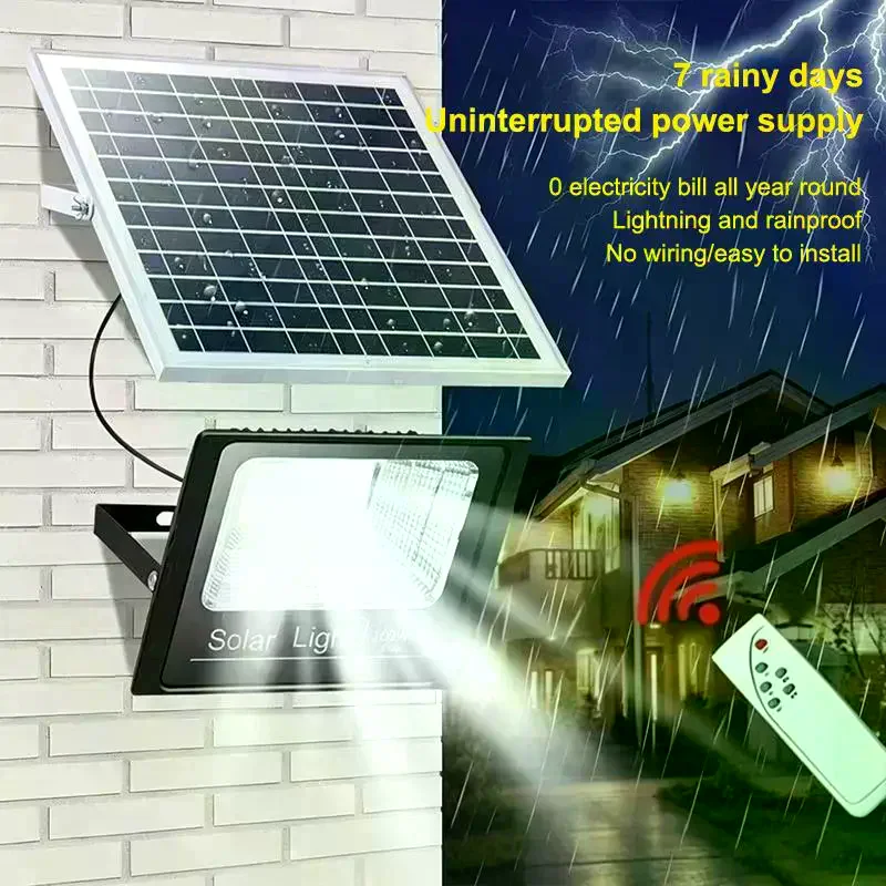 25W Solar Flood Light IP67 With Remote Control And Energy Saving Design Perfect For Outdoor Garden Yard Patio Porch Lighting
