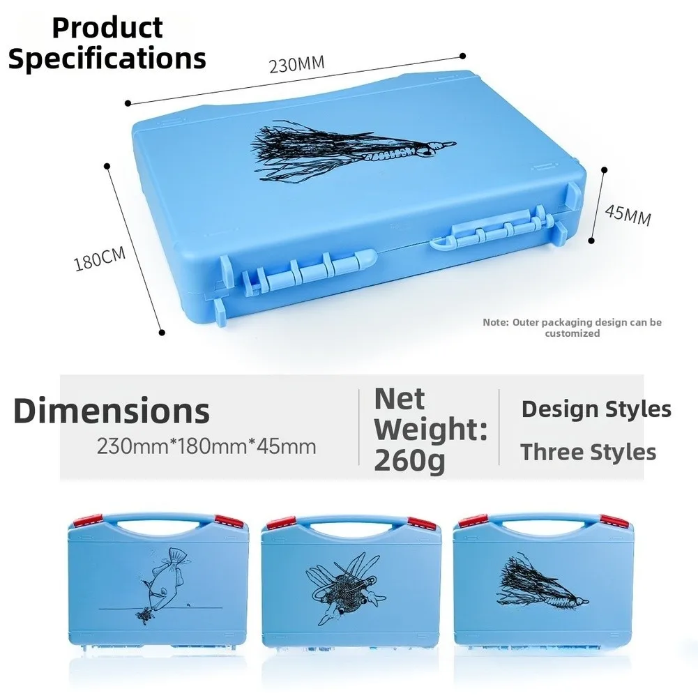 Double Sided Portable Fly Fishing Box Large Hook Storage ABS Plastic Bait Case With High Density Foam For Saltwater Lures Tackle