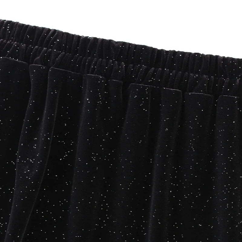 2023 New Starry Sky Sequined Gold Velvet High Waist Slimming Simple Black Fishtail Skirt Casual Solid Color Female Long Skirt