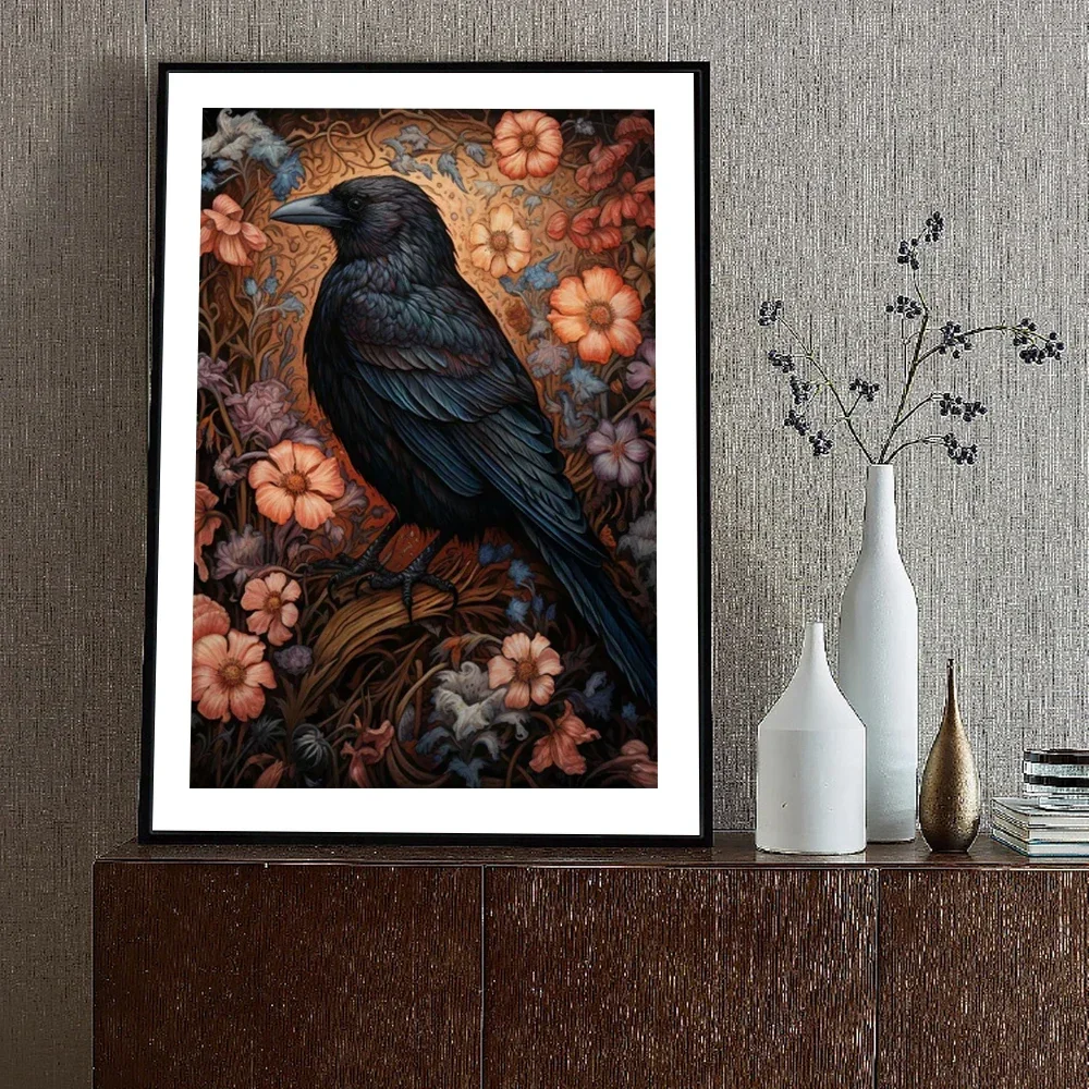 Gothic Vintage Phonograph Antique Aesthetic Poster Dark Academy Butterfly Crow Canvas Painting Gallery Wall Art Mural Home De