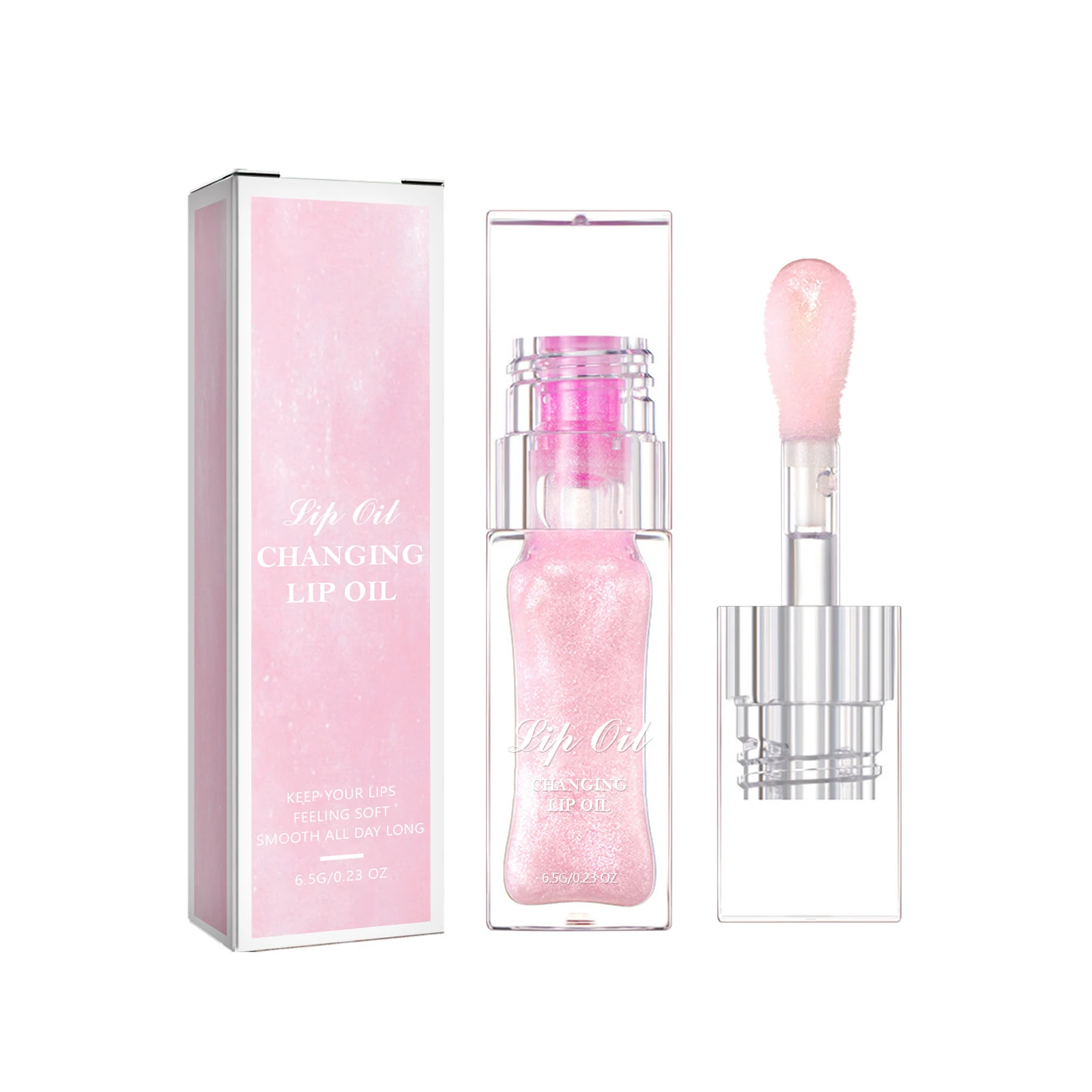 Pink Magic Color Changing Lip Oil 6.5g Temperature-Activated Gloss Moisturizing & Shimmering Lip Balm for Lips Care