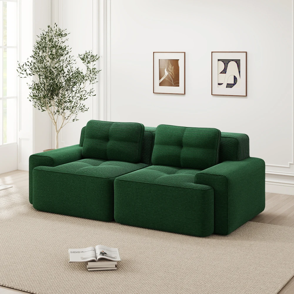 Divano modulare senza struttura interna, rivestito in velluto a coste, dal design moderno, con seduta profonda, ideale come divanetto o piccolo divano letto, confortevole, perfetto per il soggiorno o