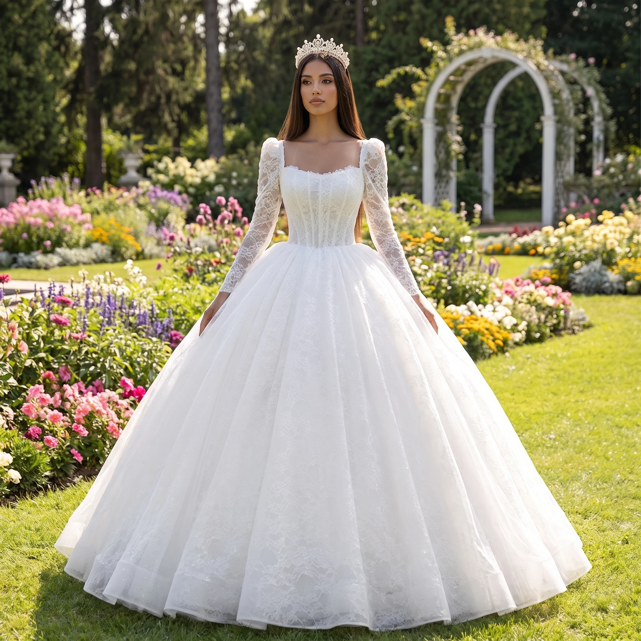 Customized 2026 New Design Bohemian Wedding Dresses Long Sleeves Floor-Length Princess Ball Gown Lace Up Back Vestidos De Novia