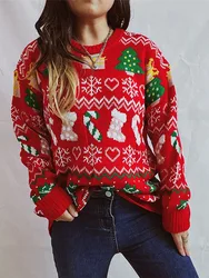 Women s Cute Funny Ugly Christmas Sweater Snowflake Stocking Tree Holiday Knit Sweater Pullover