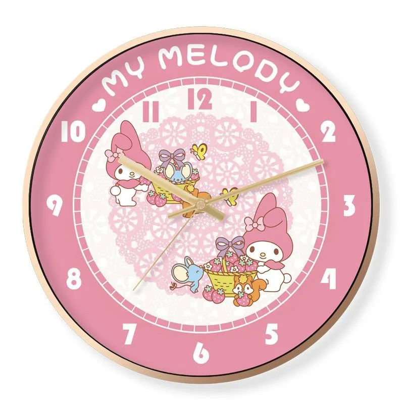 

MINISO SANRIO My Melody Kawaii Anime Cartoon Hang Table Mute Home Clock Watch Bedroom Clock Girl's Heart Sweetness Cute