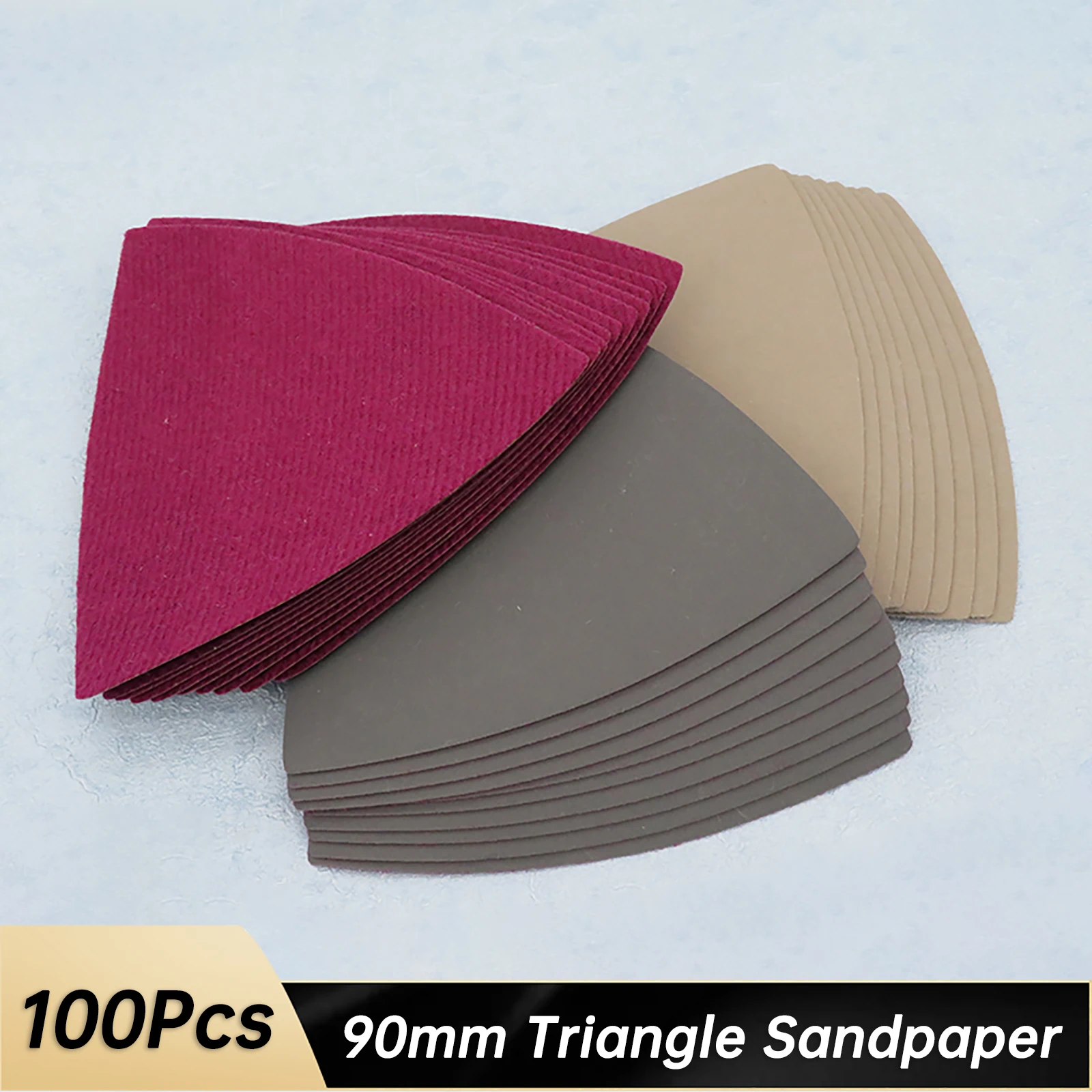 100Pcs Triangular Sanding Disc 90mm Delta Sander Hook & Loop Sandpaper Abrasive Tools for Sanding Grit 60-10000