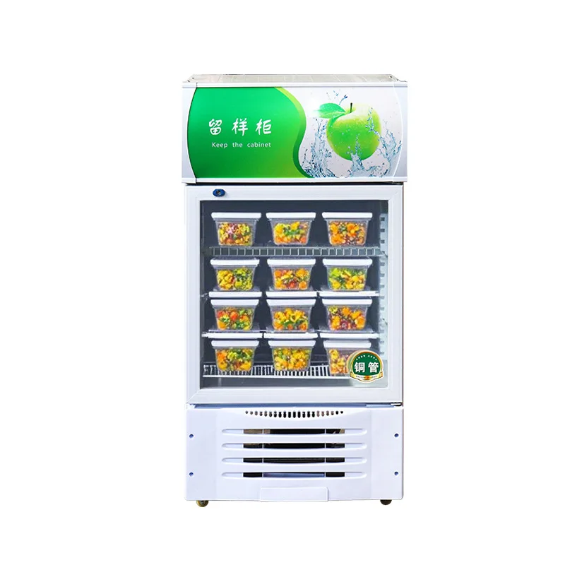 Gabinete de muestra, muestra de comida para jardín de infantes, cantina, muestra de comida, refrigerador, vitrina refrigerada de frutas, verduras frescas