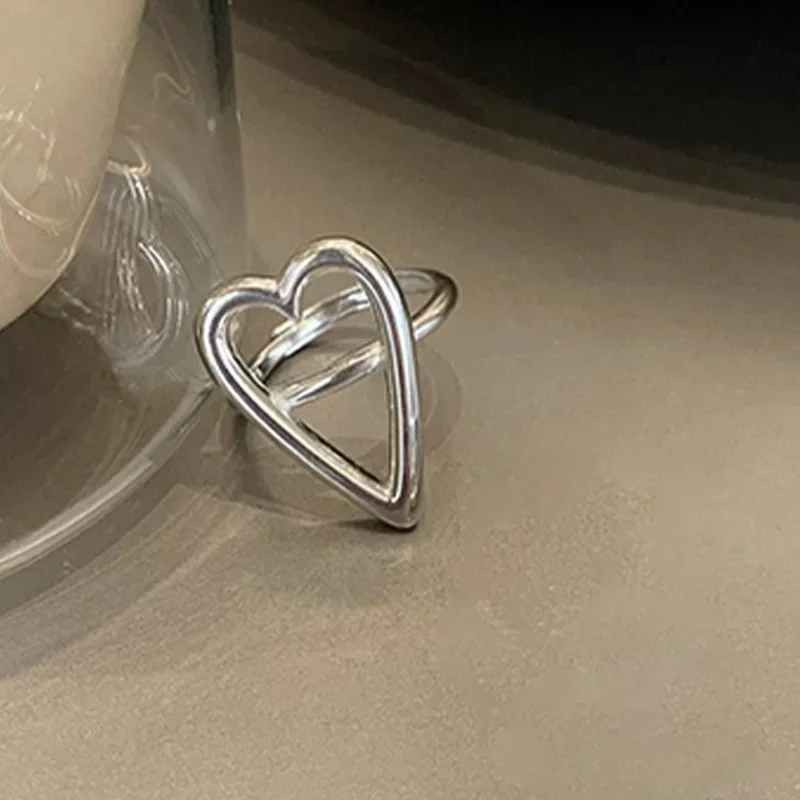 3pcs Set Rings for Women Love Heart Hollowed Out Girl Party Jewelry Gift Sweet Three Layer Cool Punk Jewelry Dropshipping