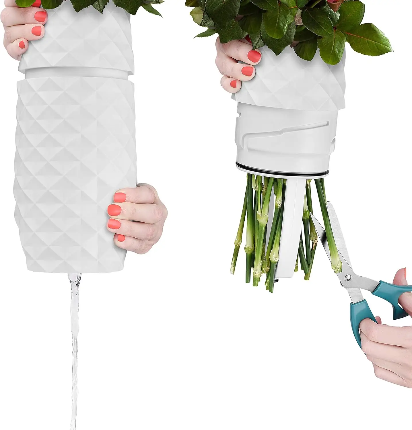 

The Amaranth Vase - Unique Design For Easy Water Draining And Stem Access - Impact Resistant Plastic And Marble Blend - The