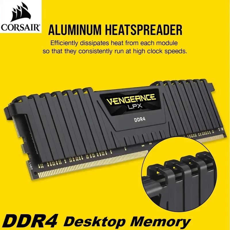 블랙 코르세어 벤전스 LPX DDR4 데스크탑 메모리 RAM 16GB 8GB 3200MHz 3600MHz 게이밍 메모리 지원 메인보드 DIMM 메모리아 램