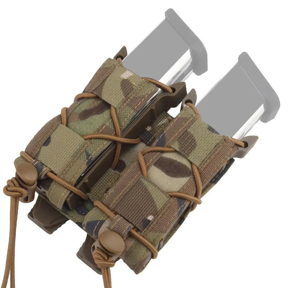 Tactical Double 9mm Mag Pouch,Molle Pistol Flashlight Magazine Pouch Torch Holder,Malice Clip for MOLLE PLAS Vest Belt