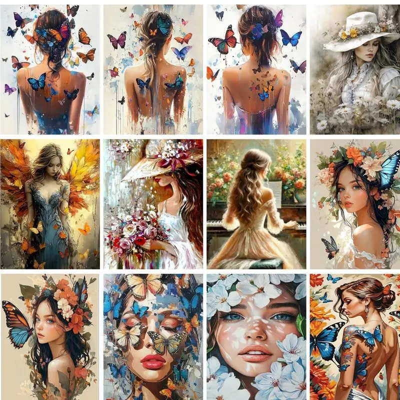 

GATYZTORY 60x75cm Frame Picture By Number Butterfly Girls Picture By Numbers Acrylic Paint On Canvas Home Decors Artcraft Diy Ki