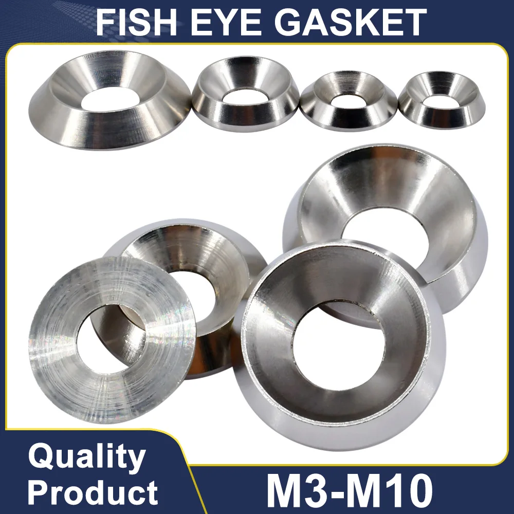 304 Stainless Steel Conical Fish Eye Gasket M3 M4 M5 M6 M8 M10Concave-Convex Conical Gasket Washer Car Screw Accessories 3mm-6mm