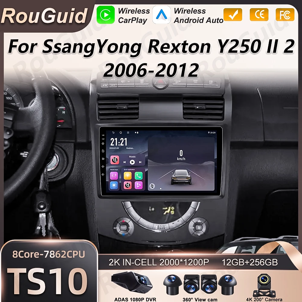 

Android 16 Auto Car Radio For SsangYong Rexton Y250 2 2006 2007 2008 - 2011 2012 Multimedia Video Player BT Touch Screen Stereo