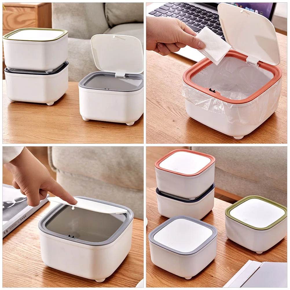 

Waste Paper Basket Press Trash Can Bin for Office Household Desktop Convenient Rubbish Garbage