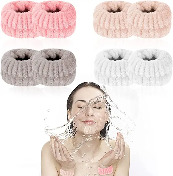 

8 Pieces Women Wrist Washband Reusable Washable Absorbent Flexible Elastic Replacement Wash Towel Band Scrunchies