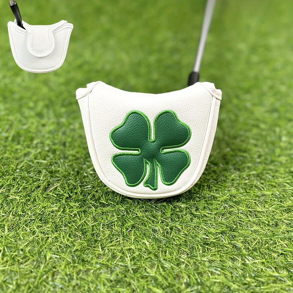 Good Luck Four Leaf Clover Golf Putter Cover For Mallet Blade Club Waterproof PU Leather Golf Head Cover Protector