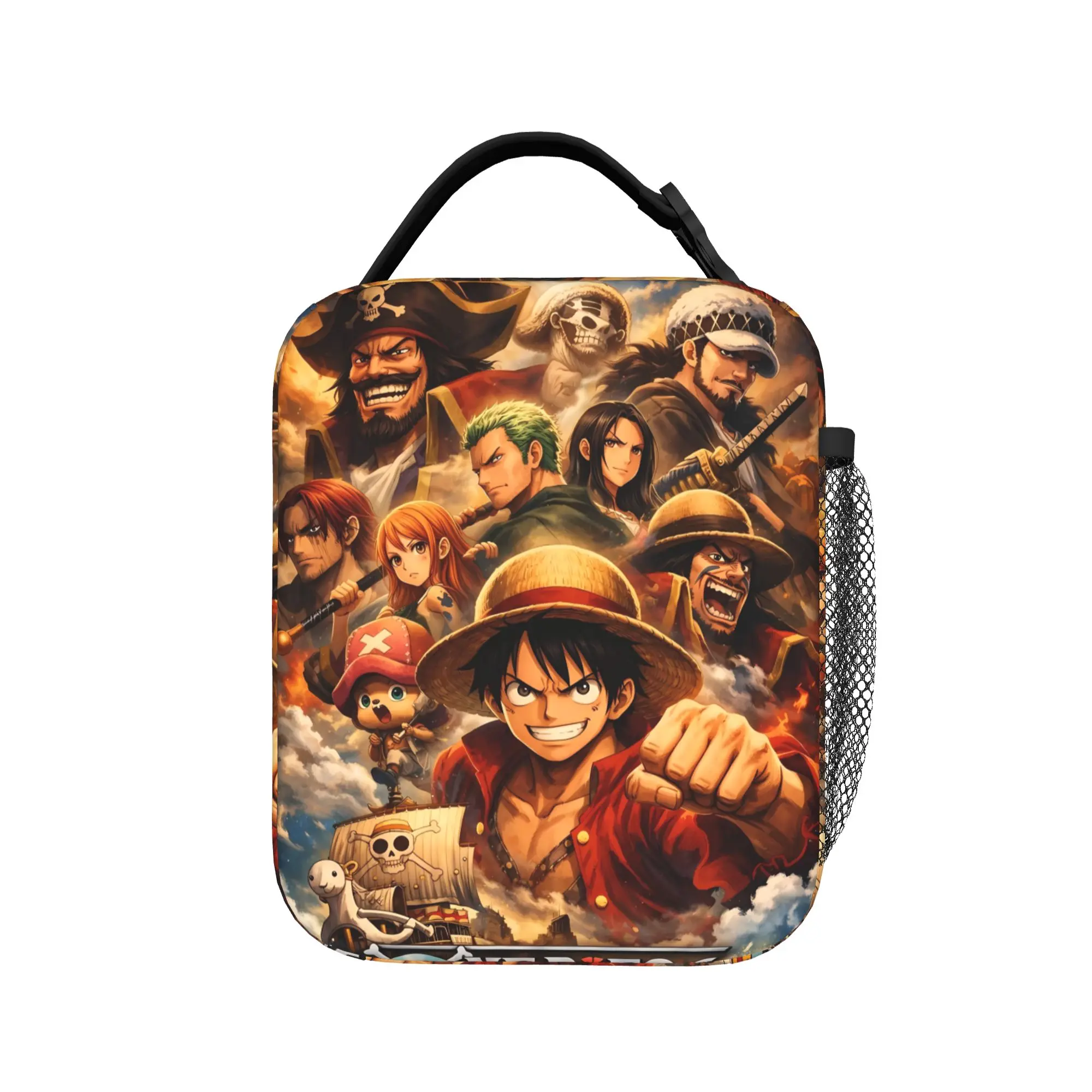 Classic Luffy Epic Poster One Piece Lunch Bag For Women  Outdoor Picnic Custom Lunch Box Cute Oxford Tote Food Bags