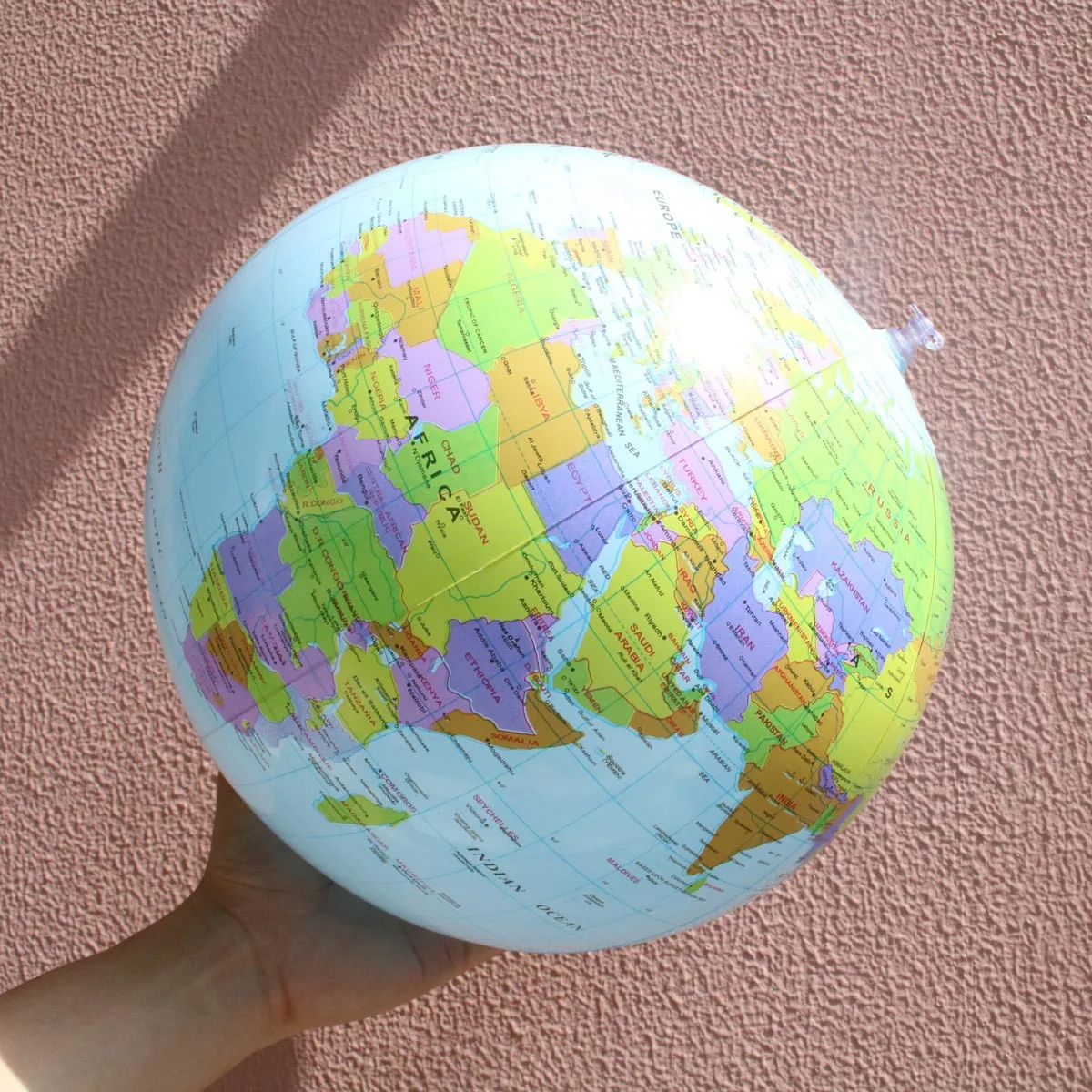 16 Inch English Inflatable Globe Kids Learning Geography Toy Environmental Protection Pvc Globe with Bracket Hole