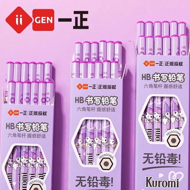 Genuine Sanrio Stationery Kuromi Purple Cartoon Writing Pencil Student Hb Exam Sketch Pen Creative Children Pencil Wholesale