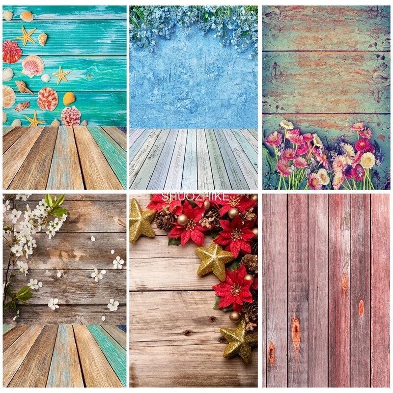 

SHUOZHIKE Digital Photography Backdrops Prop Flowers Wooden Planks And Floor Theme Photography Background BC-01