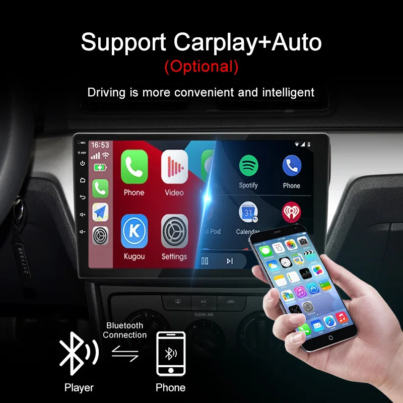 Android Wireless Carplay for Car Multimedia Player GPS Navigation WIFI Stereo Sound MP5 Radio 7 Inch 9 10 Inch Display Screen