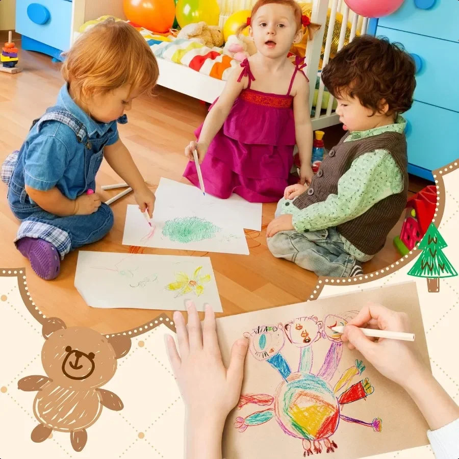 Ctosree 50 Packungen Mini-Buntstifte in großen Mengen, 8,9 cm, Malstifte, Zeichenstift in Kraftboxen, Geschenktüten, Geschenke für Erwachsene, Klassenzimmer