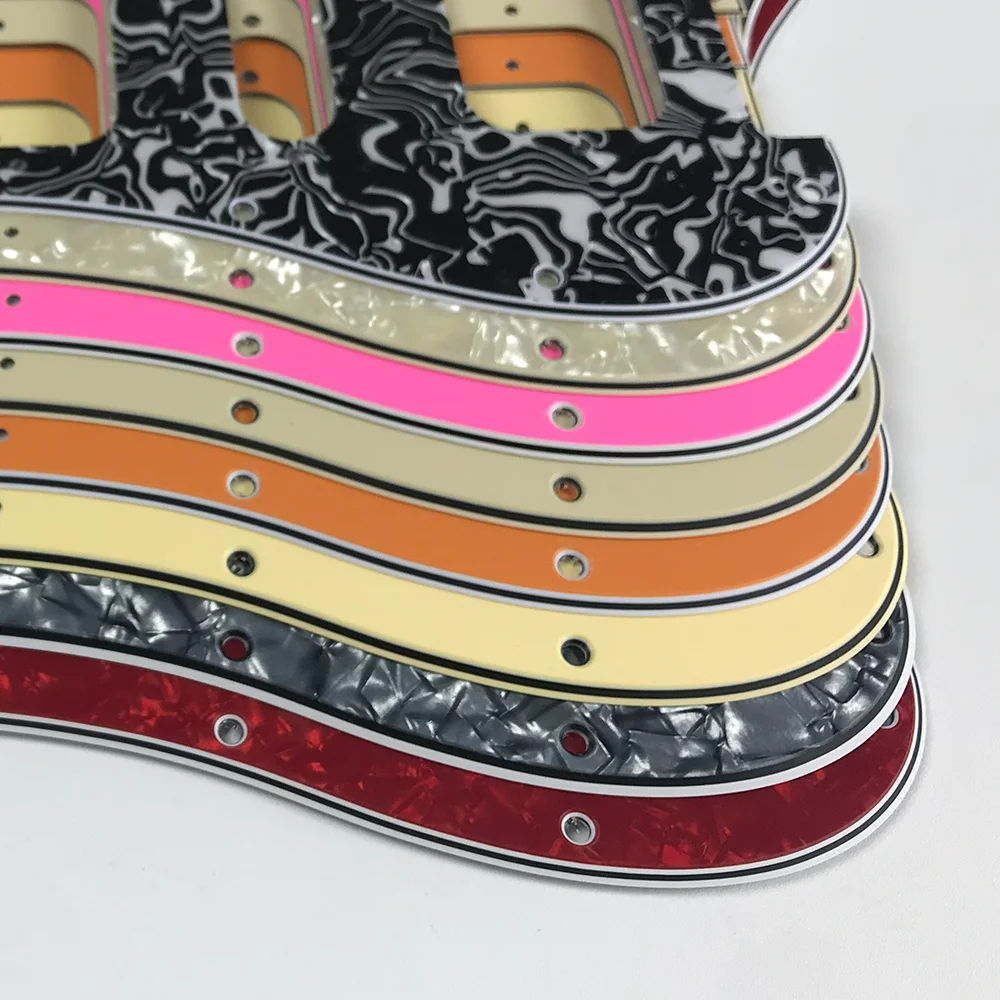 أجزاء الغيتار للولايات المتحدة الأمريكية \ المكسيك Fd St11 ثقوب المسمار HSH اثنين ديلوكس هامبوكرز واحد St الغيتار Pickguard خدش لوحة لهب نمط #2