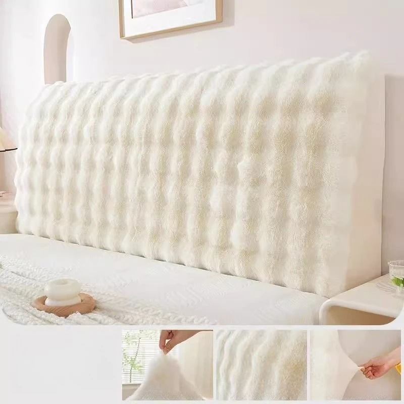 Rabbit Bed Headboard Slipcover for Queen King Full Cal King,Plush Bed Headboard Cover Soft Dustproof Protector Cover Bedroom Dec