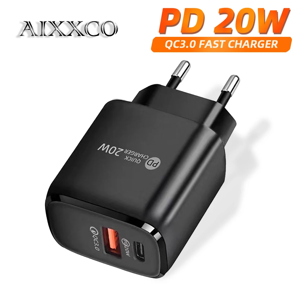 AIXXCO PD 20W USB Type C PD Charger EU Adapter Fast Charger For iPhone 12 Quick Charge 3.0 QC USB C for Xiaomi