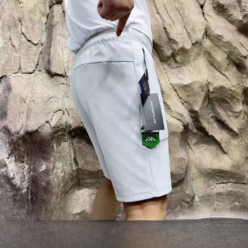 

Lightweight Men's Summer Casual Shorts Double Zipper Pocket Double Layer Elastic Waist Straight Leg Short Length