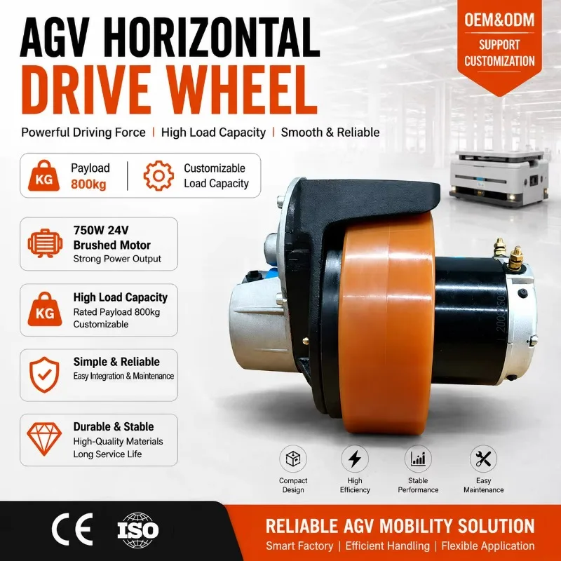 2026 NEW Version Stable Wear Resistance Polyurethane agv Drive Wheel 800kg Load Capacity Horizontal Drive Wheel Unit