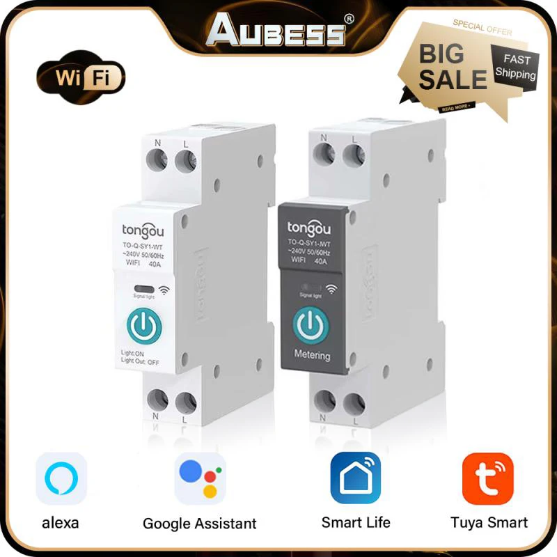 TUYA Wifi 1P 63A DIN Rail Smart Circuit Breaker Smart Home Wireless Remote Control Metering Timer Switch Relay TONGOU TO-Q-SY1