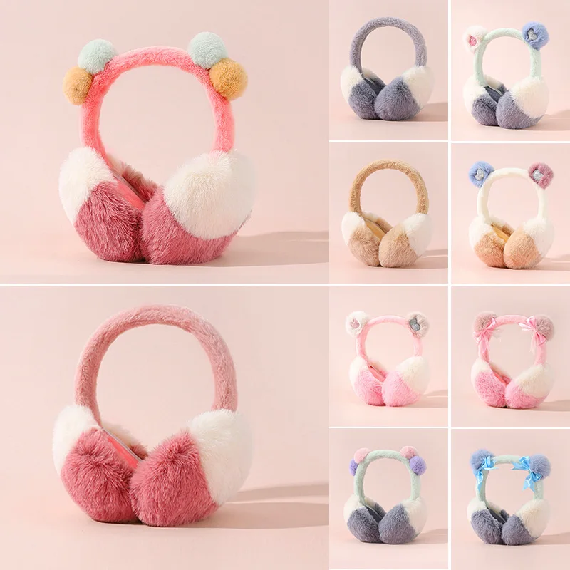 Faux Rabbit Fur Earmuffs para meninas e mulheres, bonito macio Ear Warmer, tampa dobrável, orelha regalos, Headwear para crianças, Earmuffs quentes, inverno