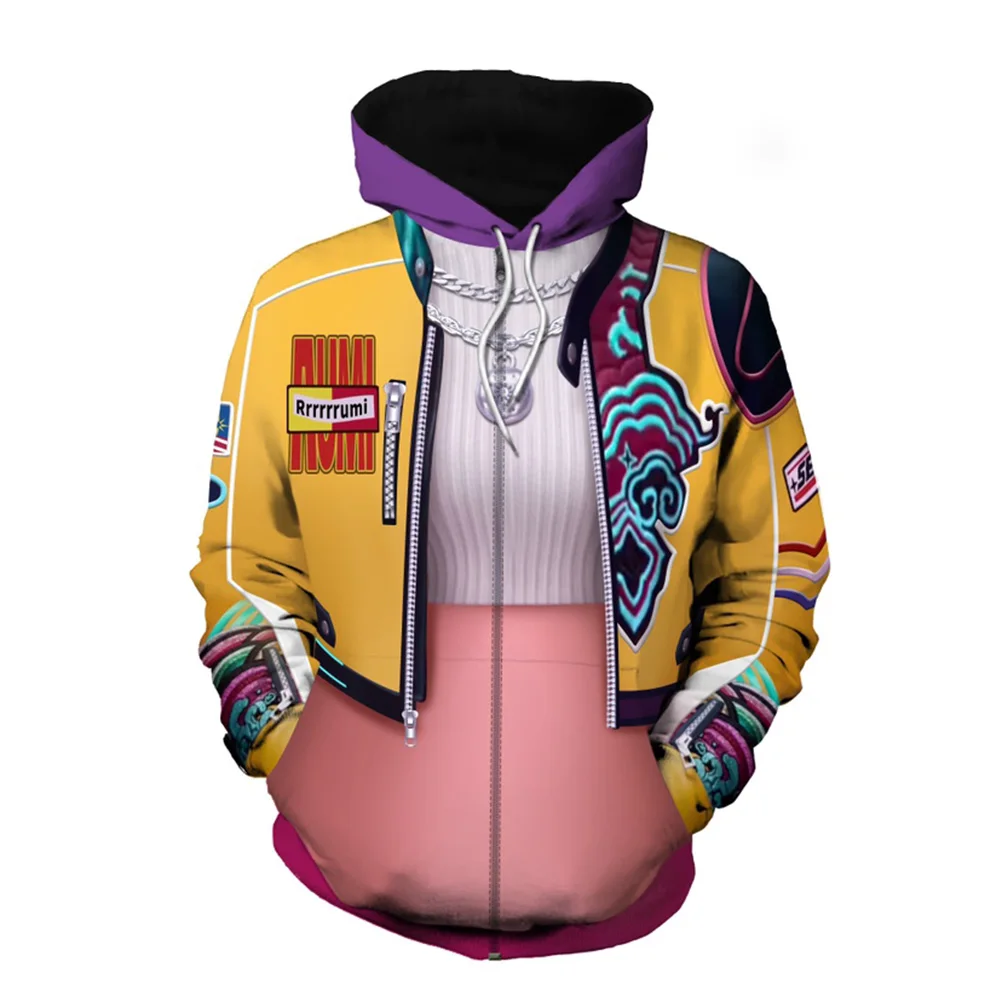 Rumi Cosplay Hoodie Demons Fantasia Hunter KPOP 3D Printed Coat Hooded Women Girls Halloween Streetwear Pullover Zipper Jacket - Image 2