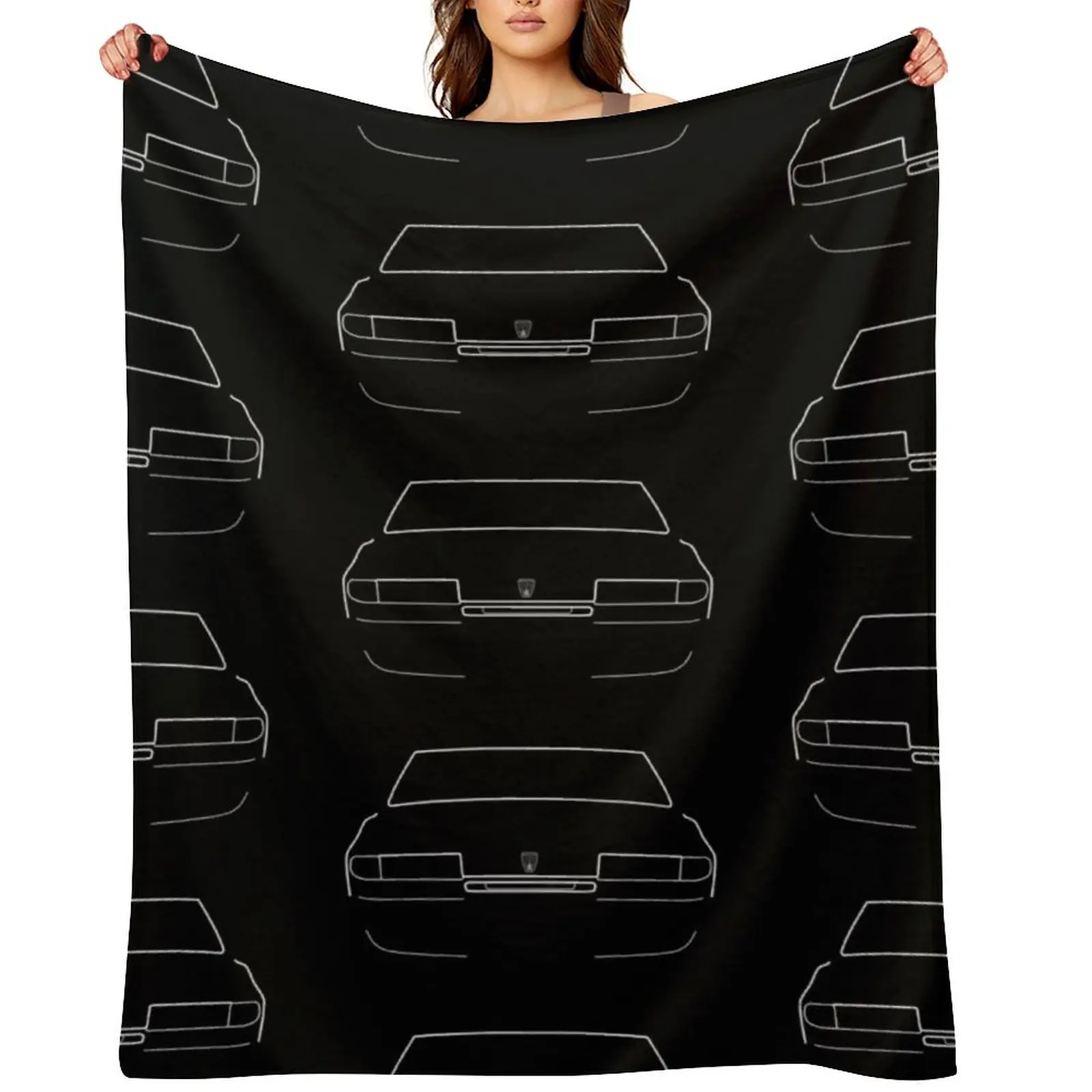 Rover SD1 classic 1970s-1980s British executive saloon car white outline graphic Throw Blanket wednesday Decoratives Blankets