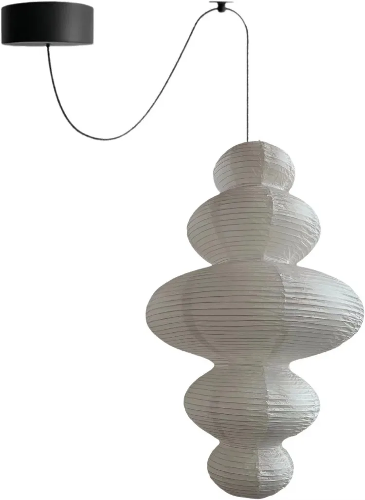 Imagem -05 - Paper Gourd Pendant Lamp Modern Restaurant Teto Decoração Cozinha Ilha Iluminação Designer Japonês E27