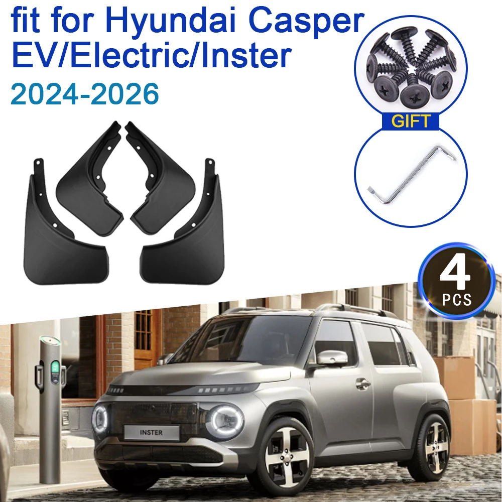 

For Hyundai Casper Electric Inster AX1 EV 2024 2025 2026 Mudflap Anti-splash Mudguard Front Rear Wheel Fenders Car Accessories