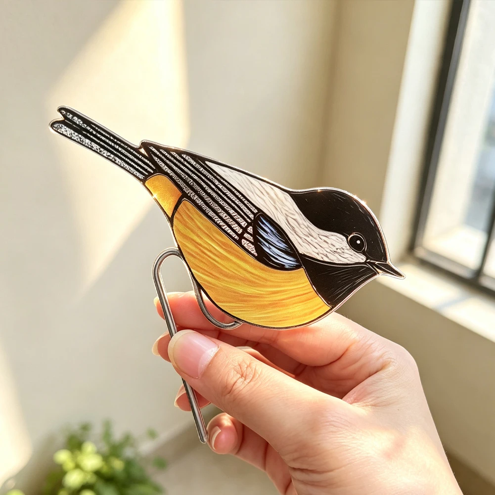 Hängedekoration in Form eines Flugvogels, ein Meisenmotiv, zum Aufhängen an Blumentöpfe, für den Rand von Blumentöpfen, für den Garten, den Hof oder das Balkon, als Pflanztopf-Dekoration oder Geschenk. – Detail 6